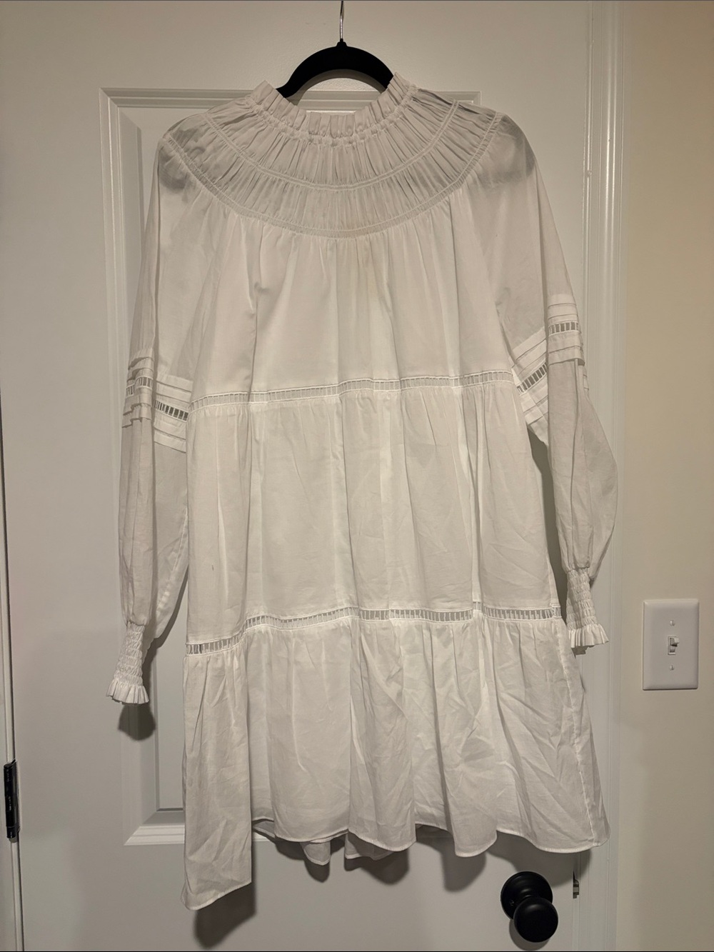 MICHAEL Michael Kors White Smocked Yoke Tiered Mini Dress